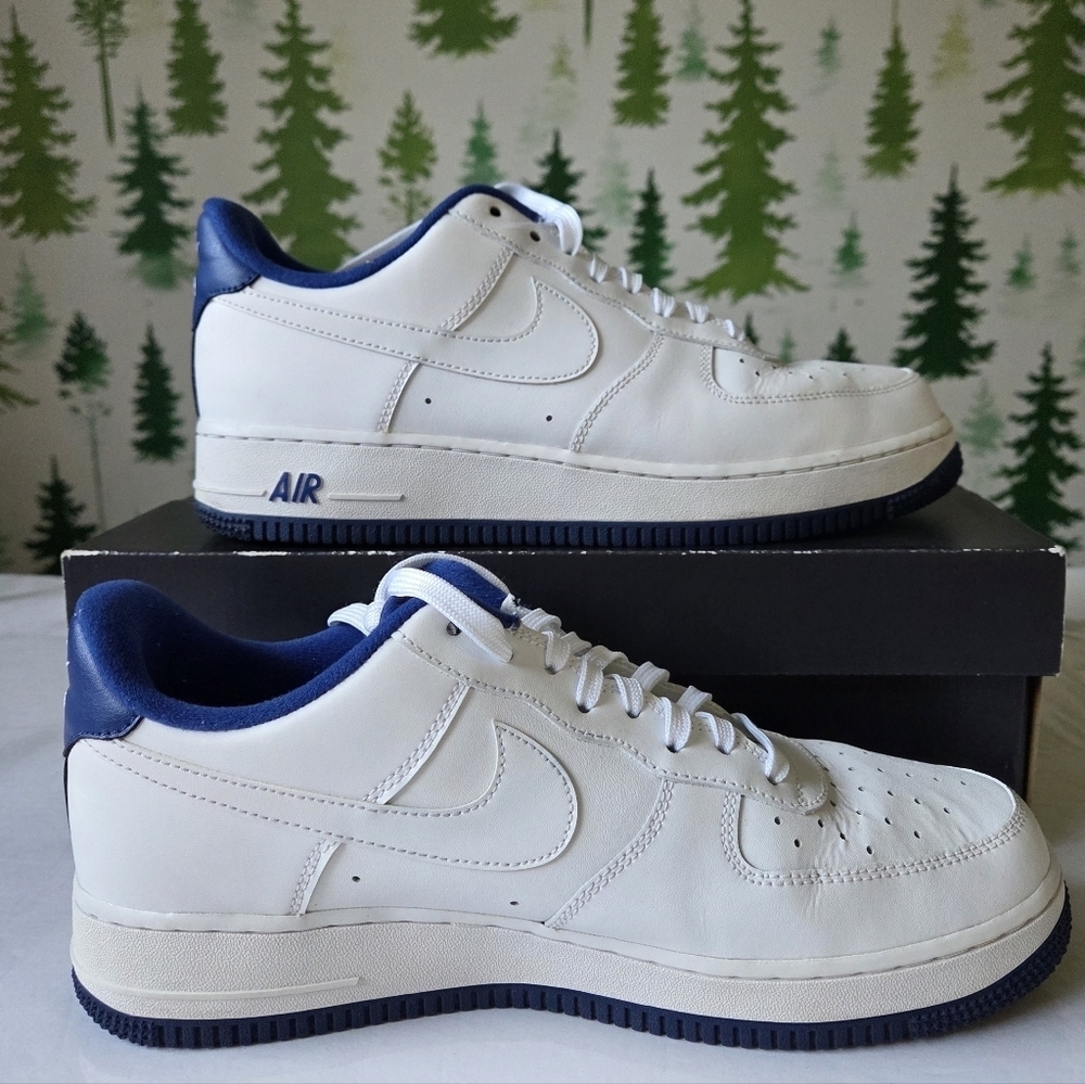 Nike White and Blue Nike Air Force 1 Sneakers